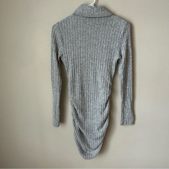 NEOT SHEIN Gray Ribbed Turtleneck Long Sleeve Mini Sweater Dress Size Small - Picture 6 of 7